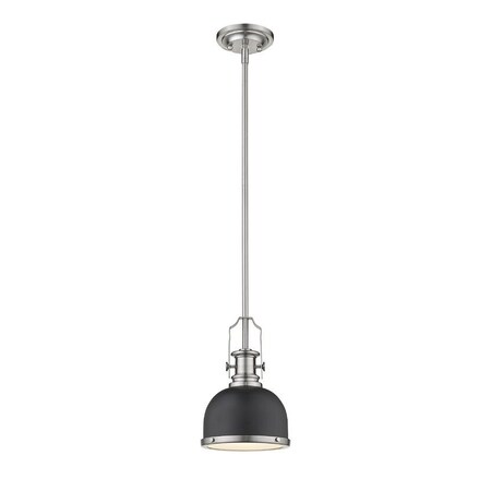 Z-Lite Melange 1 Light Mini Pendant, Matte Black 725MP-MB+BN